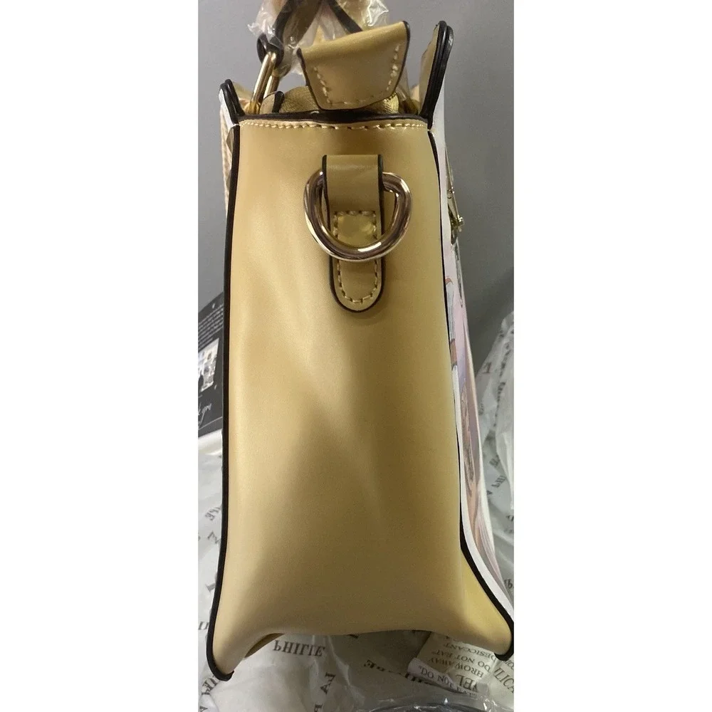 La Philippe Miami African Egyptian Women Print Satchel Bag Yellow Purse 10x12x5